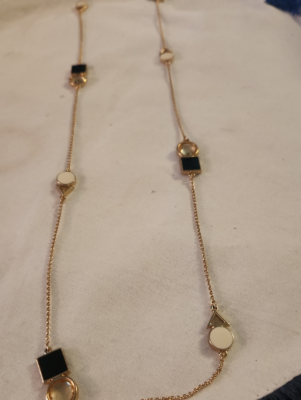 Kate Spade Gold-Tone Long Necklace with Black and Cream Geometric Accents
